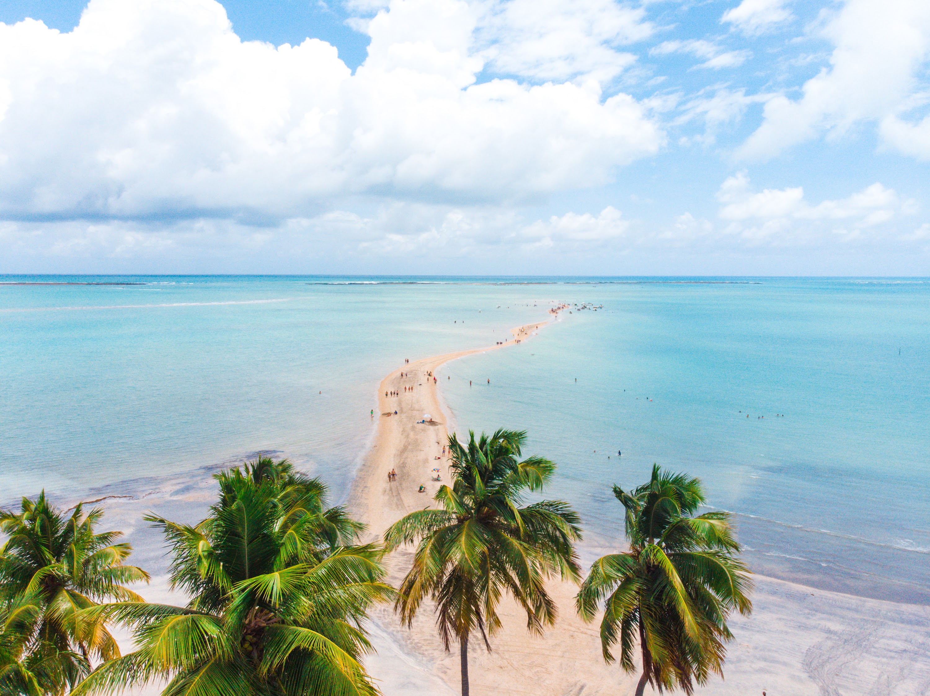 Faixa de areia branca que surge dividindo o mar no meio na Praia de Barra Grande, em Maragogi, no Alagoas. Local chamado de Caminho de Moisés.